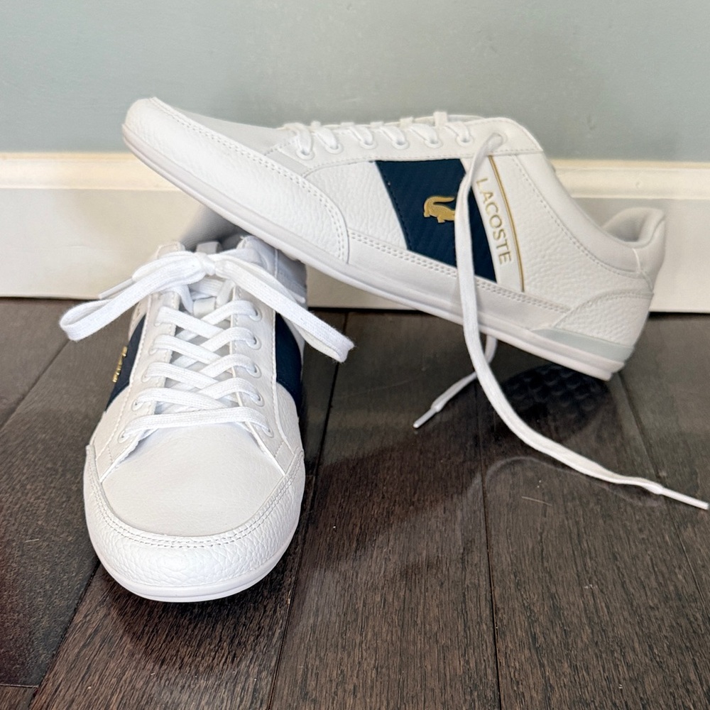 Lacoste White Sneakers with Navy Detail